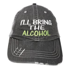 I'll Bring The Alcohol Strapback Trucker Hat Gray One Size Adjustable Mega Cap